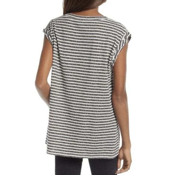 All Saints Sanza Stripe Tank - L - Black White AOP Spell Out Graphic, Minimalist - Picture 2 of 12